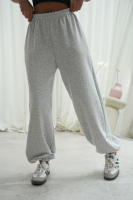 Bluza dresowa damska z kapturem oversize szeroka bawełniana z pętelki viralowa szara