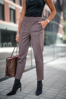 ETIENNE spodnie cygaretki z dzianiny mleczna czekolada