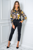 Koszula Damska Satynowa w Kwiaty Elegancka Bluzka Satyna Premium