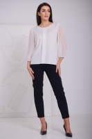 Bluzka damska z plisą wizytowa POLSKI PRODUCENT duże rozmiary - kremowa