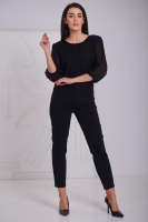 Bluzka damska z plisą wizytowa POLSKI PRODUCENT duże rozmiary - czarna