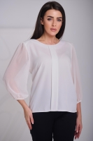 Bluzka damska z plisą wizytowa POLSKI PRODUCENT duże rozmiary - kremowa