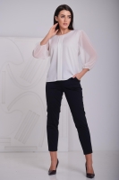 Bluzka damska z plisą wizytowa POLSKI PRODUCENT duże rozmiary - kremowa