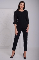 Bluzka damska z plisą wizytowa POLSKI PRODUCENT duże rozmiary - czarna