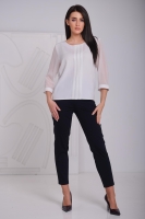 Bluzka damska z 3 plisami wizytowa POLSKI PRODUCENT duże rozmiary - kremowa