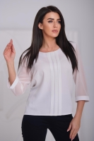 Bluzka damska z 3 plisami wizytowa POLSKI PRODUCENT duże rozmiary - kremowa