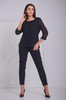 Bluzka damska z 3 plisami wizytowa POLSKI PRODUCENT duże rozmiary - czarna