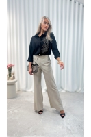 Koszula damska motyw kwiatowy czarna elegancka luźna do pracy