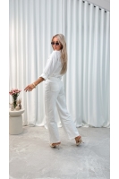 Koszula damska kremowa elegancka haft koperek złoty luźna guziki