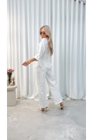 Koszula damska motyw kwiatowy ecru elegancka luźna do pracy