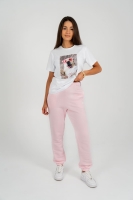 T-shirt z okrągłym dekoltem krótkim rękawem pies - biały