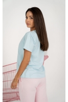 T-shirt z okrągłym dekoltem krótkim rękawem gęś - pastelowy błękit