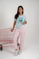 T-shirt z okrągłym dekoltem krótkim rękawem gęś - pastelowy błękit