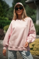 Bluza oversize z haftem chenille „E” -  róż