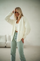 Bluza kardigan z kieszeniami - śmietana