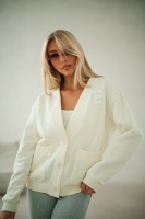 Bluza kardigan z kieszeniami - śmietana
