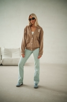 Bluza kardigan z kieszeniami - mocca