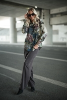 Koszula damska z printem kwiatowym elegancka na guziki modna bluzka