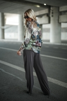 Koszula damska z printem kwiatowym elegancka na guziki modna bluzka