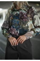Koszula damska z printem kwiatowym elegancka na guziki modna bluzka