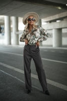 Koszula damska 100% wiskoza z printem elegancka bluzka na guziki