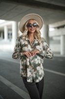 Koszula damska 100% wiskoza z printem elegancka bluzka na guziki