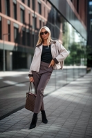 ETIENNE spodnie cygaretki z dzianiny mleczna czekolada