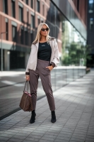 ETIENNE spodnie cygaretki z dzianiny mleczna czekolada