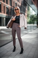 ETIENNE spodnie cygaretki z dzianiny mleczna czekolada