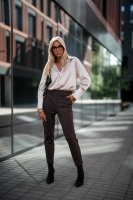 ETIENNE spodnie cygaretki z dzianiny gorzka czekolada