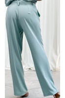 Spodnie Eleganckie Damskie Szerokie Wysoki Stan Garniturowe Premium - szałwia