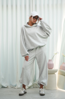 Bluza dresowa damska z kapturem oversize szeroka bawełniana z pętelki viralowa szara