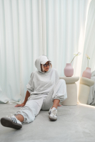 Bluza dresowa damska z kapturem oversize szeroka bawełniana z pętelki viralowa szara