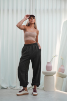 Bluza dresowa damska z kapturem oversize szeroka bawełniana z pętelki viralowa dark chocolate