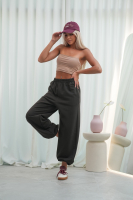 Bluza dresowa damska z kapturem oversize szeroka bawełniana z pętelki viralowa dark chocolate