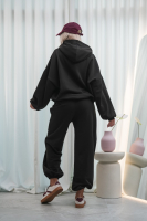 Bluza dresowa damska z kapturem oversize szeroka bawełniana z pętelki viralowa dark chocolate