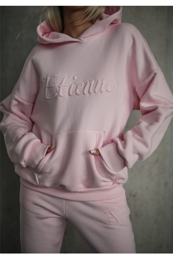 Komplet dresowy damski, Bluza z kapturem i wypukłym haftem Etienne, spodnie ze ściągaczami i haftowanym monogramem.