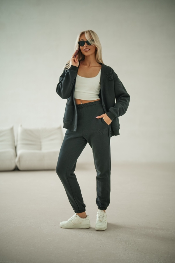 Bluza kardigan z kieszeniami - czarna