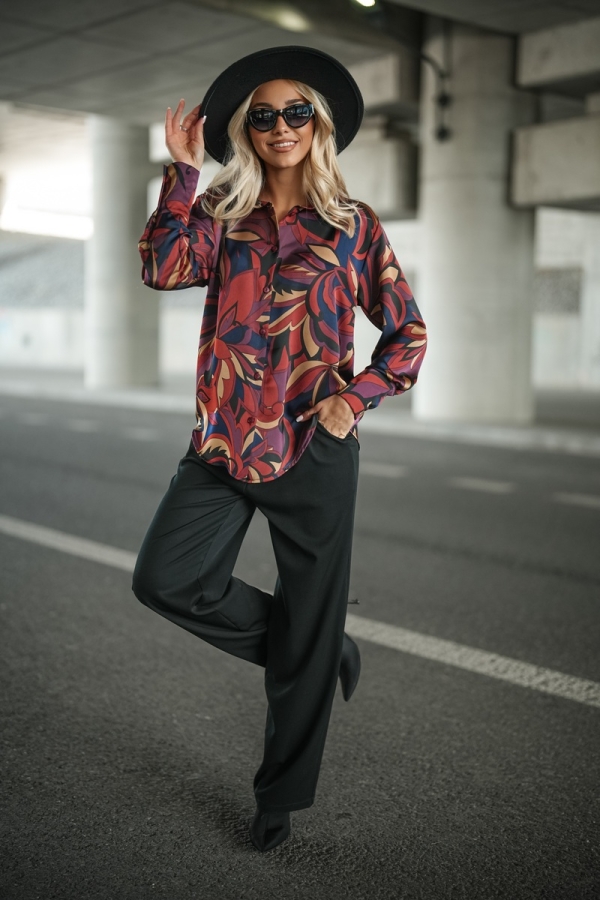 Elegancka koszula damska wiskoza 100% z nadrukiem premium