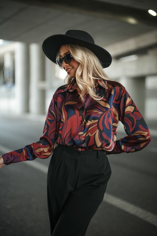 Elegancka koszula damska wiskoza 100% z nadrukiem premium