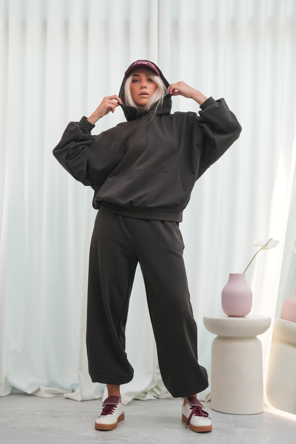 Komplet dresowy damski viralowa oversize bluza spodnie baggy bawełniane z pętelki fango